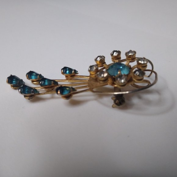 Vintage Blue And Gold Decorative Brooch Pin - Picture 4 of 13